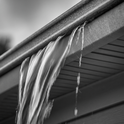 Water overflowing from a blocked gutter